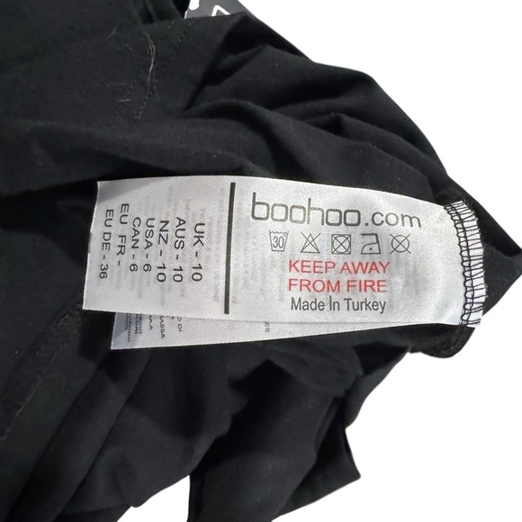 Boohoo Black Short sleeve Mini Dress front wrap tie size 10 - Picture 5 of 5